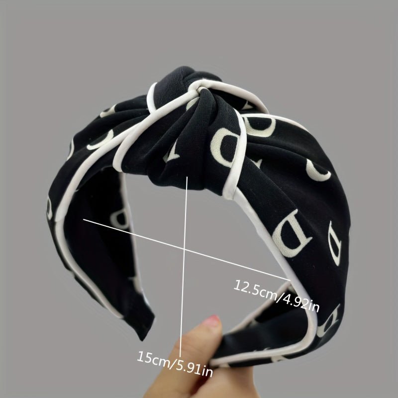 Black and White Striped Cross Knotted Hairband - ET