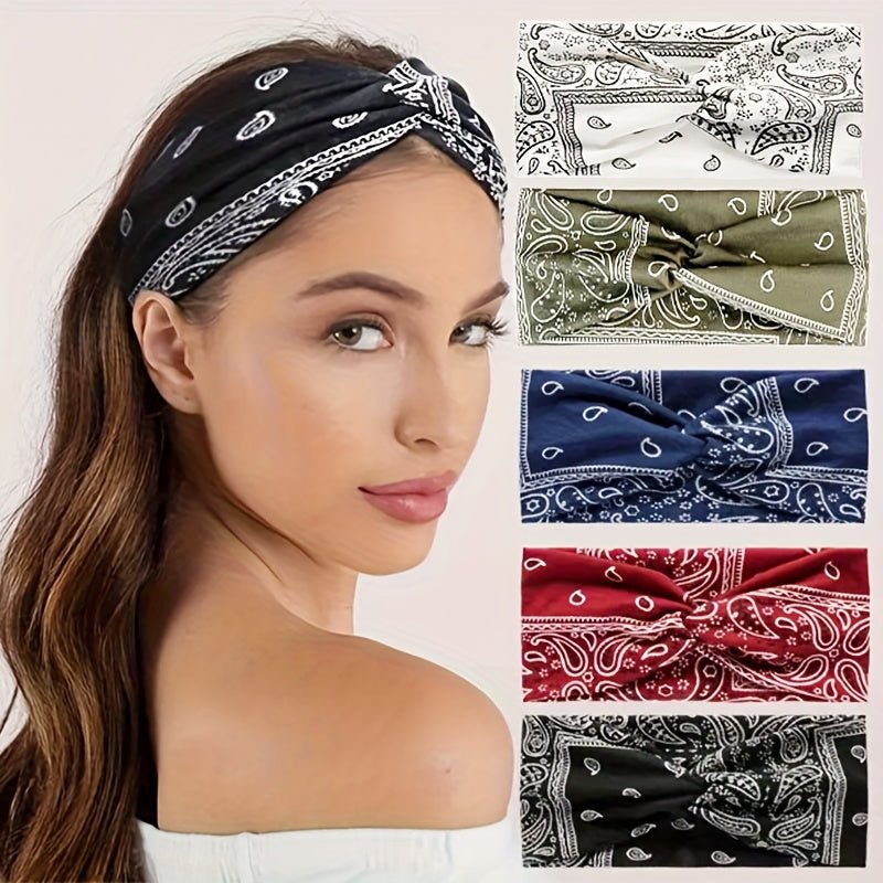 5pcs Bohemian Paisley Headbands - ET