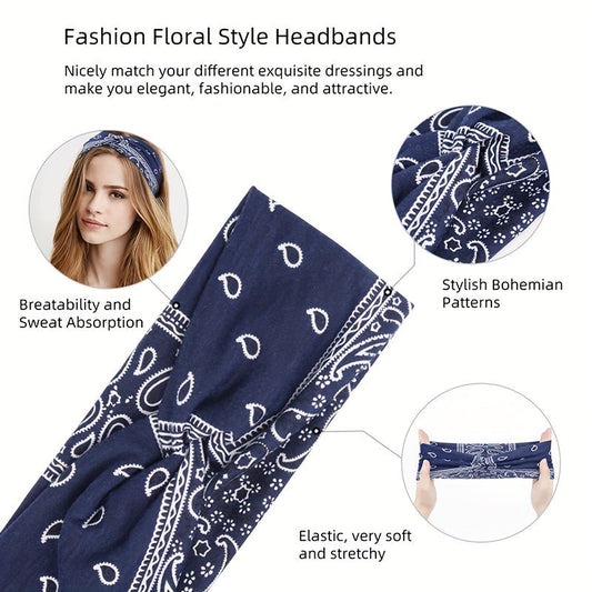 5pcs Bohemian Paisley Headbands - ET