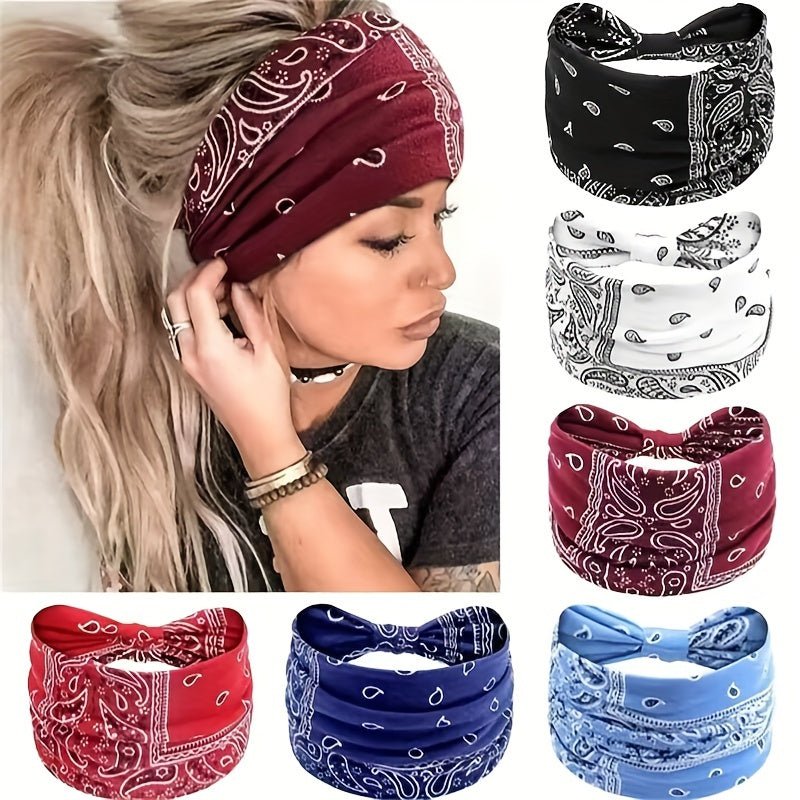 6 - Pack Polyester Knit Wide Headbands - ET