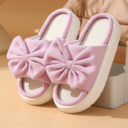 Black Bow Tied Slippers - ET
