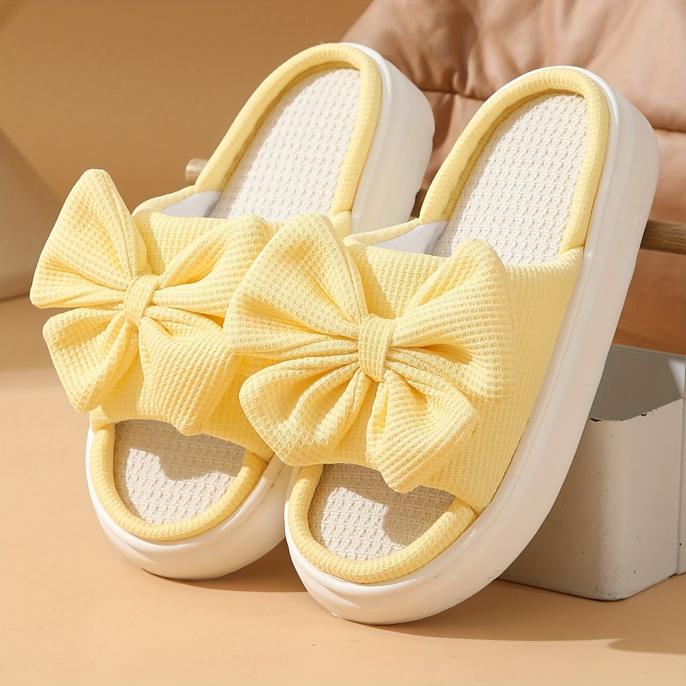 Black Bow Tied Slippers - ET