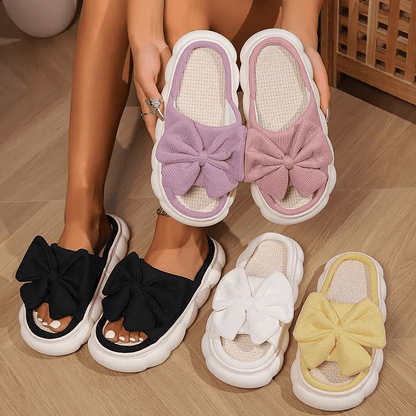 Bow Linen Slippers - ET
