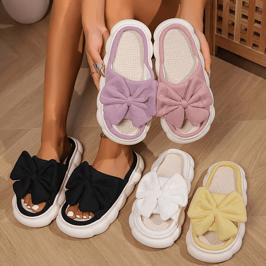 Bow Linen Slippers - ET