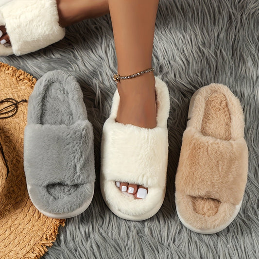 Cozy Fluffy Faux Furry House Slippers - ET