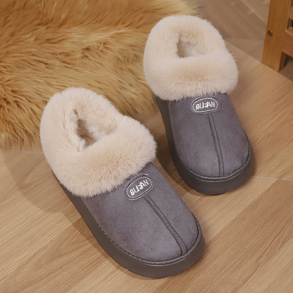 Preppy Slip on Furry Slippers - ET