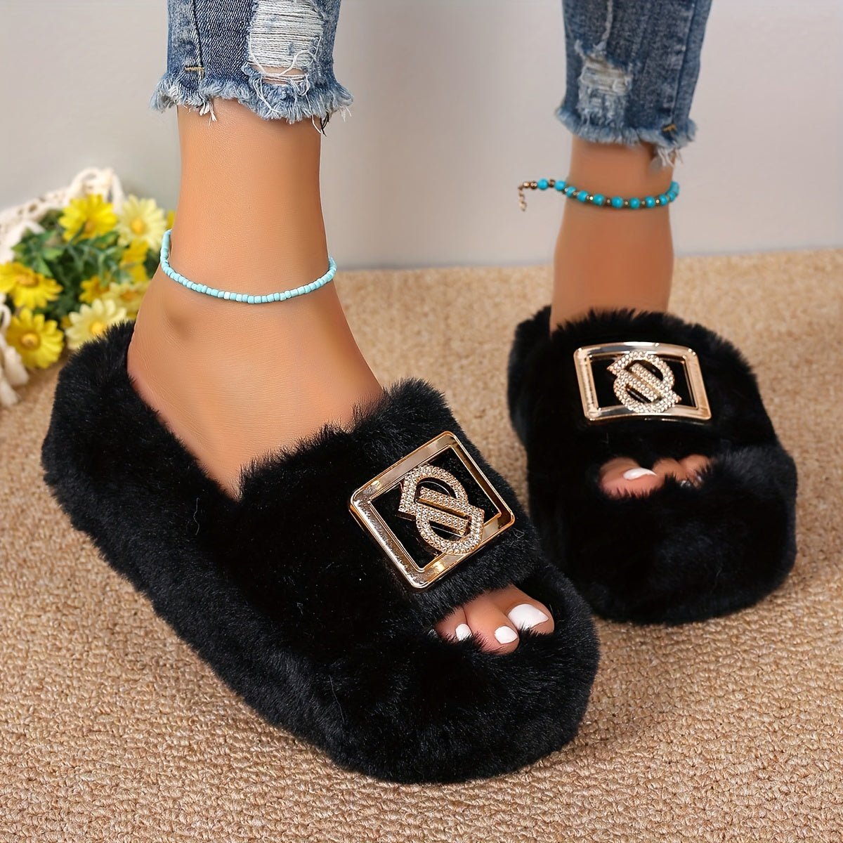 Slippers with Metallic Buckle - ET